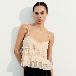 Zara Floral Ruffled Fluid Shirt